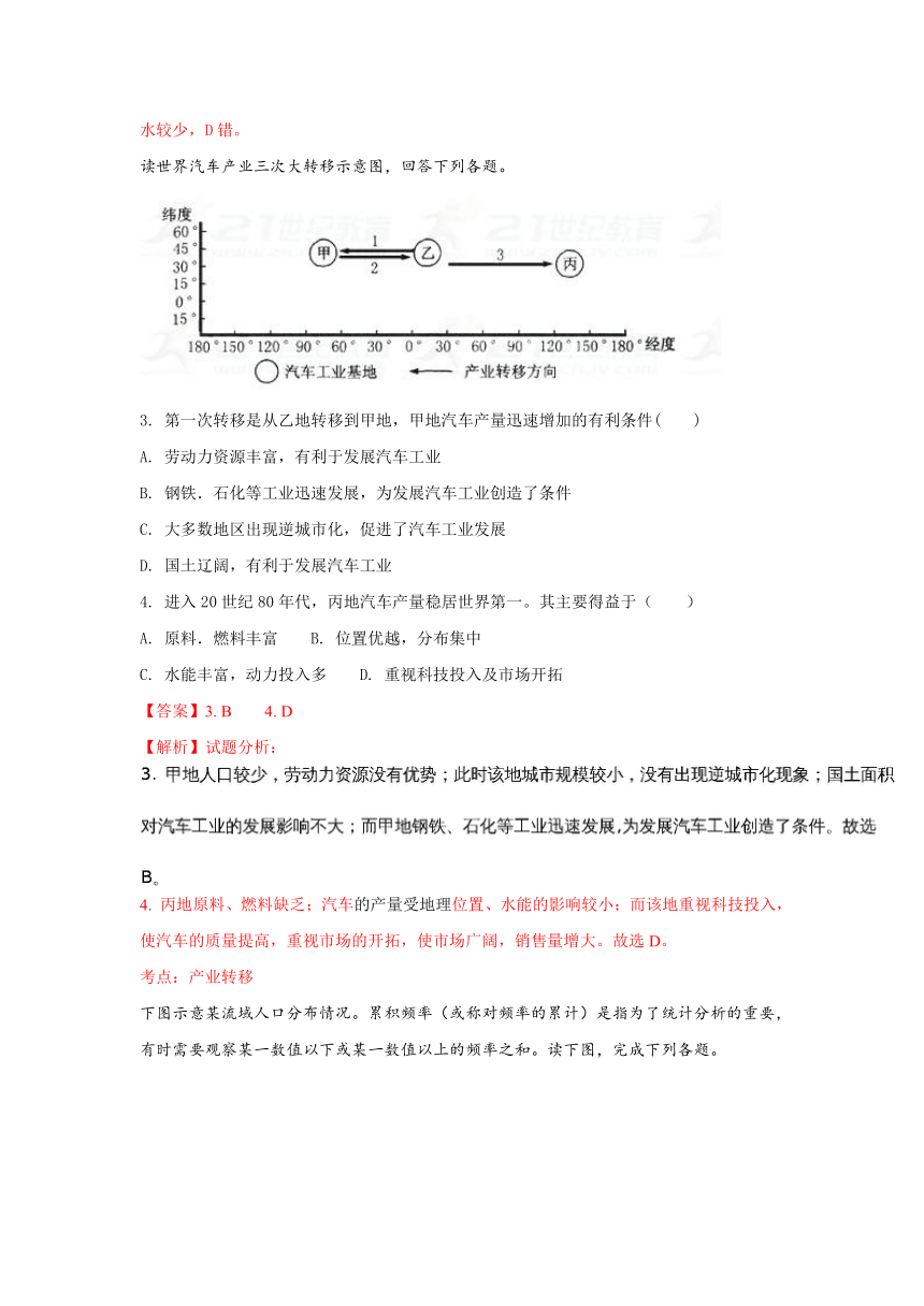 山东省滕州市第一中学2018届高三上学期12月模拟测试地理试题Word版含解析