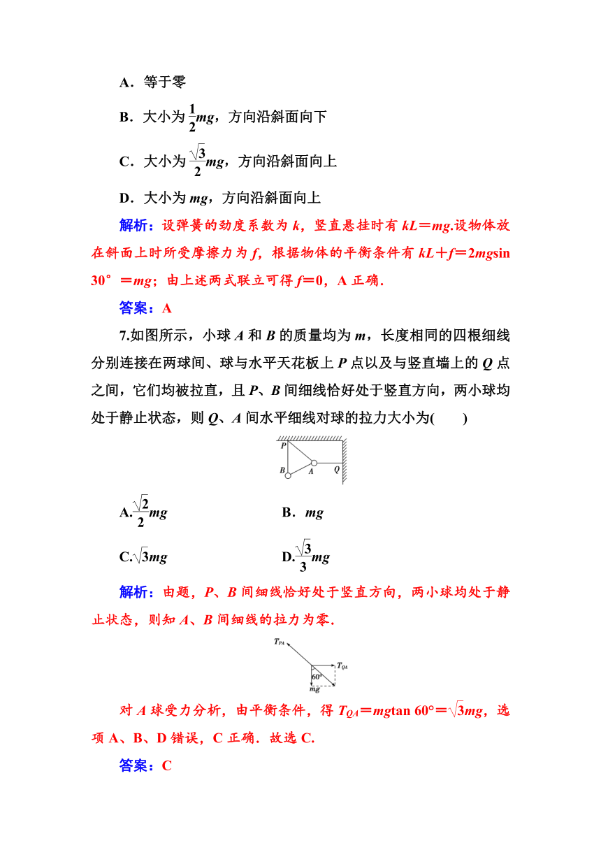 2018-2019学年物理（人教版）必修一试题：章末质量评估（四）