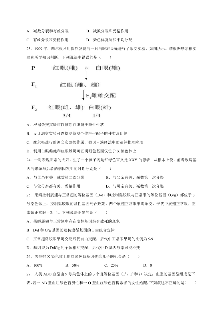 河北深州长江中学2020-2021学年高一下学期3月底月考生物试题     含答案