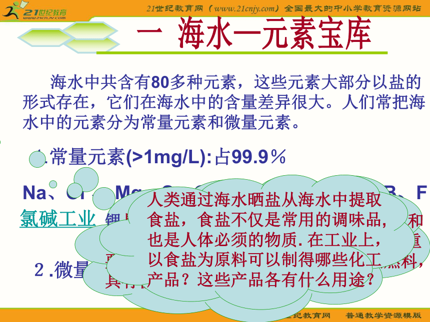 （鲁科版必修1）化学：34《海水中的元素》课件