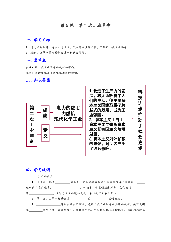 第二次工业革命框架图图片