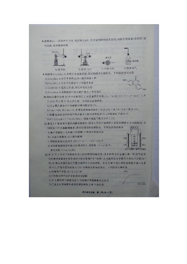 湖南省新宁县2018-2019学年高三统一联合考试理科综合试题扫描版含答案