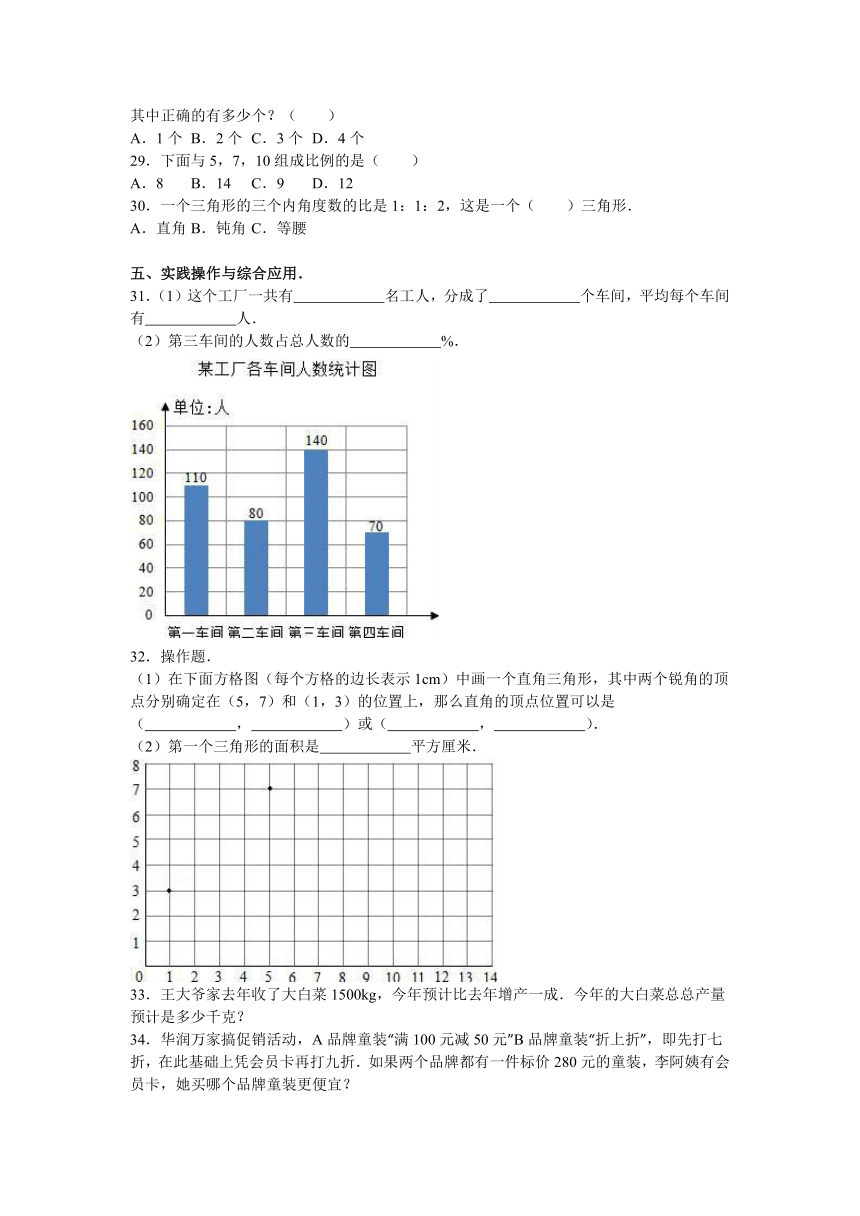 安徽省淮南市2016-2017学年六年级（下）期末数学试卷（附答案和解析）