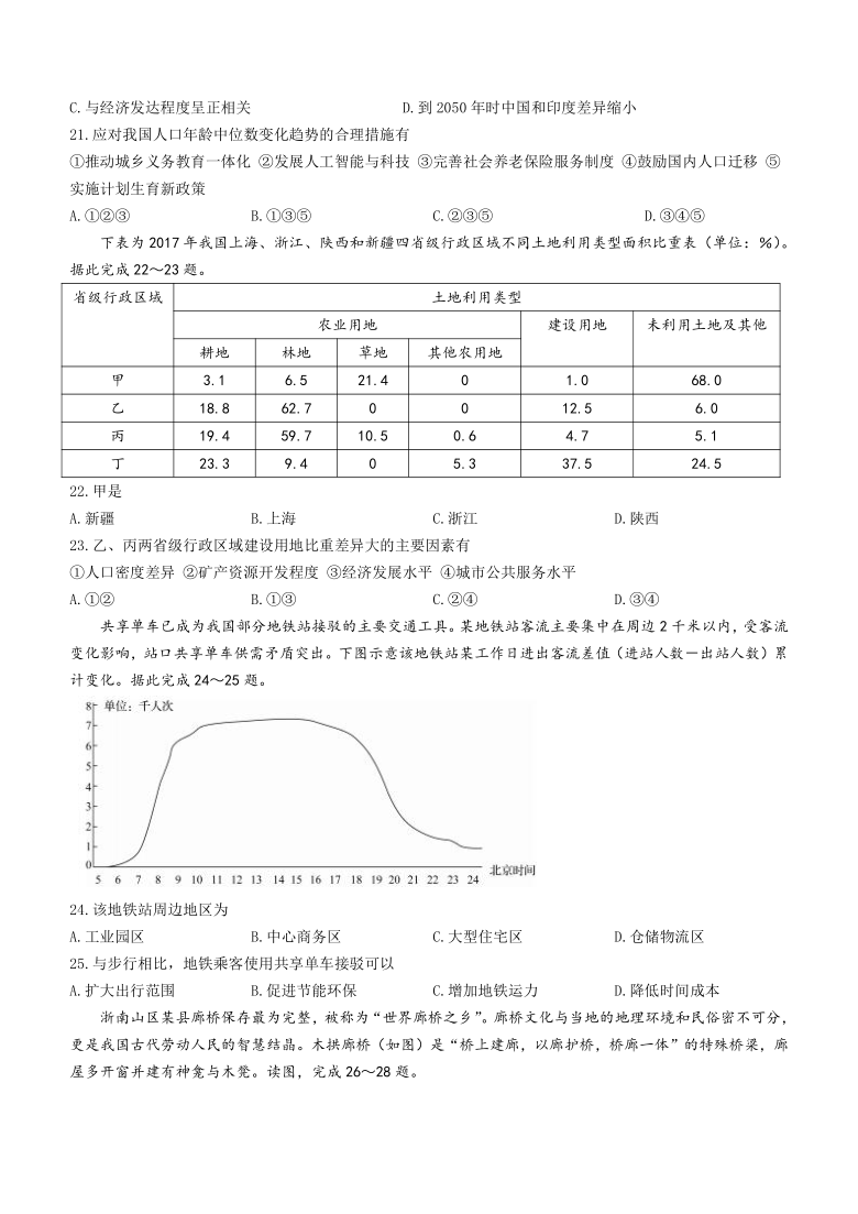 湖南省怀化市中方县高中2020-2021学年高一下学期6月三调考试地理试题 Word版含答案解析