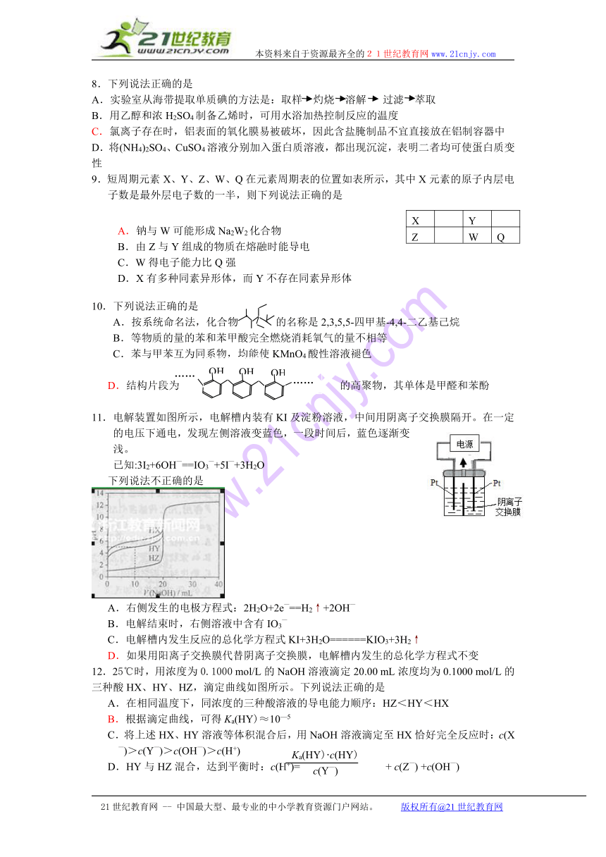 2013年高考真题——理综（浙江卷）word解析