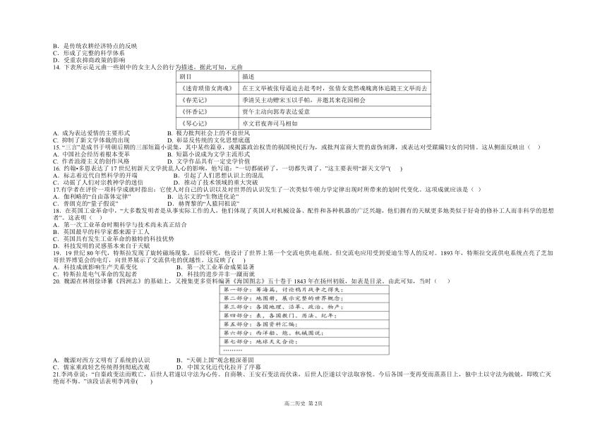 江西省南昌市4校2021-2022学年高二上学期期中联考历史试题（Word版含答案）