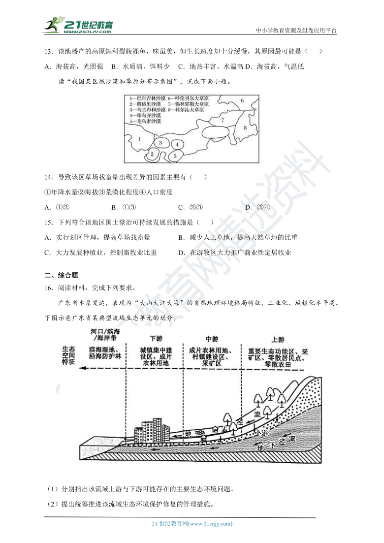 5.1 人类面临的主要环境问题 课时训练（含答案及解析）