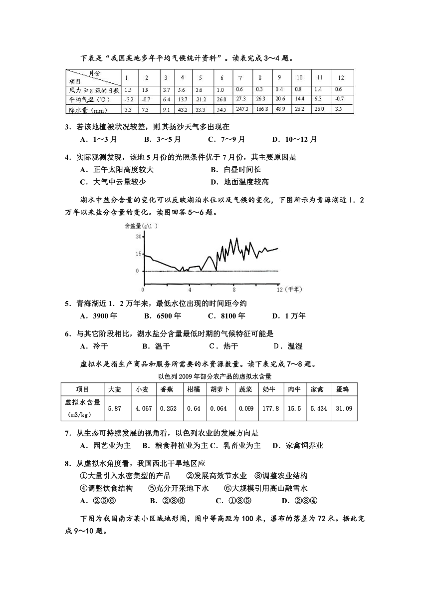 湖南省长沙四县一市2013届高三三月联考文科综合试题