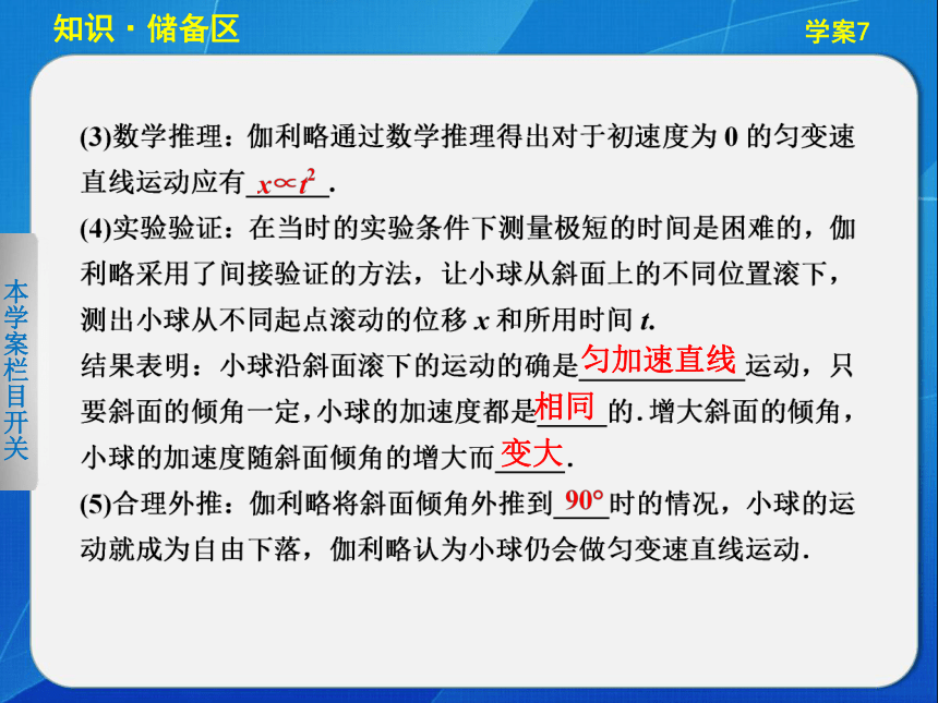 2013-2014学年物理《学案导学设计》人教版必修一【配套课件】：自由落体运动 伽利略对自由落体运动的研究（知识储备+学习探究+自我检测，27张PPT）