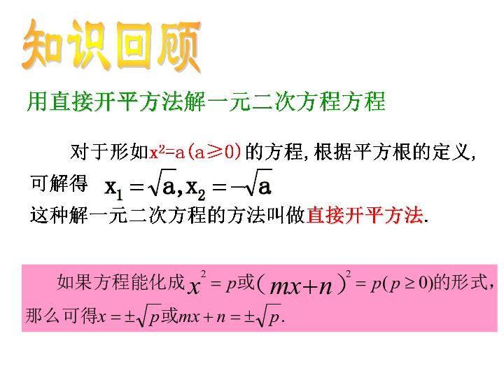 人教版九年级数学上21.2.1配方法解一元二次方程(2)课件(28张ppt)