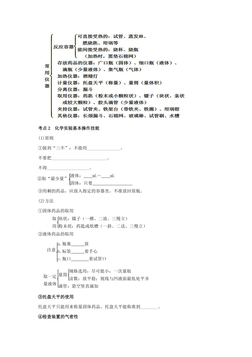 北京市2017年中考化学专题复习学案 专题十一 实验的基本操作（含答案）