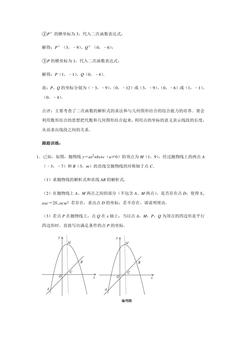 2021年九年级中考数学复习《探索二次函数综合型压轴题解题技巧》分类训练六：与平行四边形相关的压轴题（word版含答案）