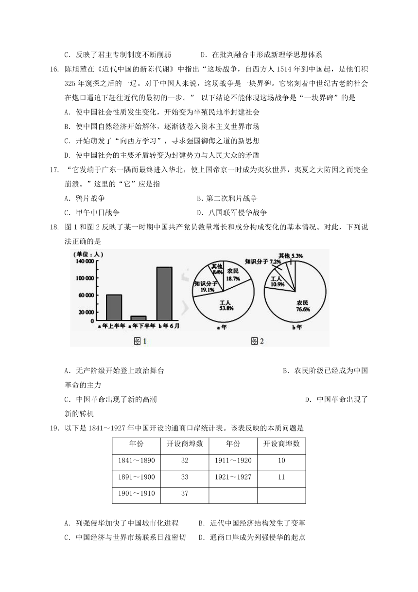 宁夏银川市兴庆区2016-2017学年高二历史下学期期末考试试题