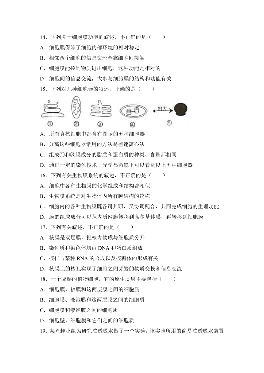 吉林省白山市2016-2017学年高一（上）期末生物试卷（解析版）