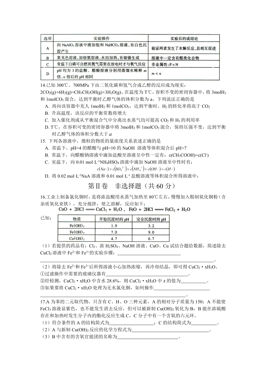 第27届“扬子石化杯”江苏省高中生化学竞赛初赛试卷