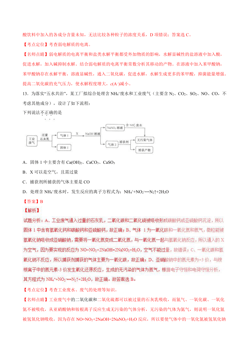 2016年高考浙江卷理综化学试题解析（精编版）