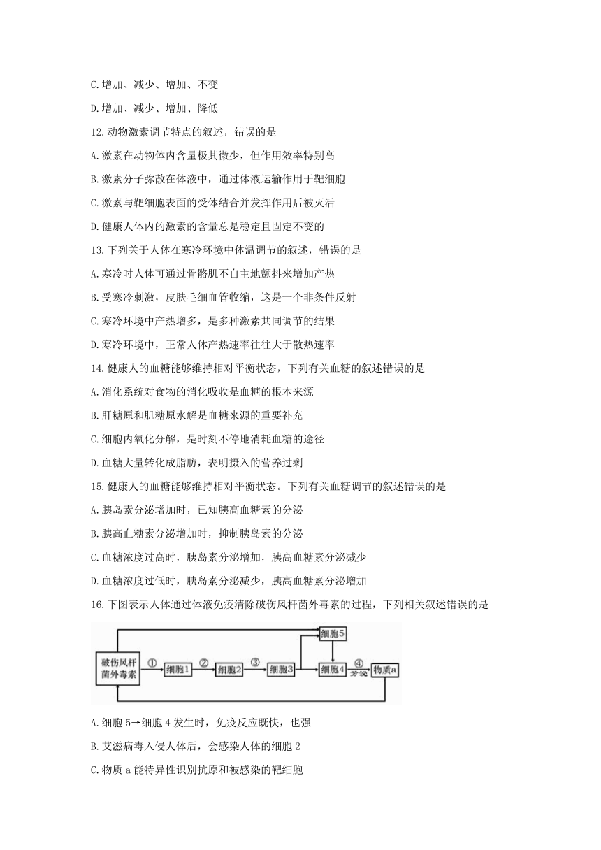 四川省乐山市2016-2017学年高二上学期期末考试生物试题 Word版含答案