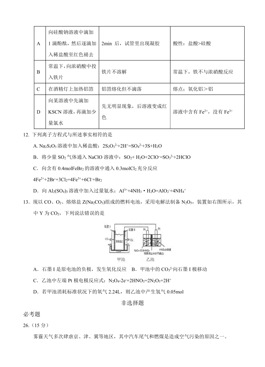 内蒙古鄂尔多斯市2017届高三模拟考试化学试题(含答案）