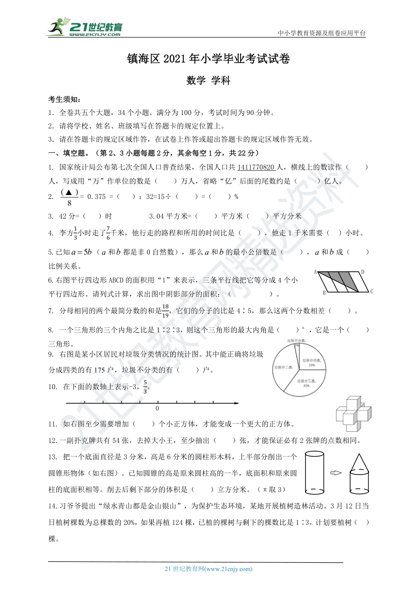 (小学毕业)考试卷(浙江宁波镇海区2021年春真卷,含答案-21世纪教育网