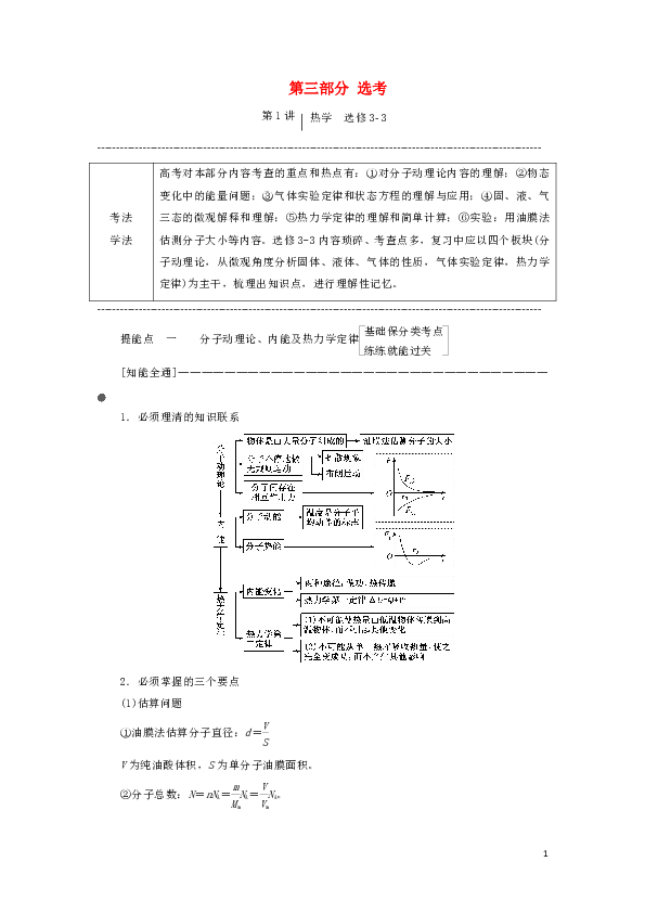 2019高考物理二轮第三部分选考热学选修3-3学案