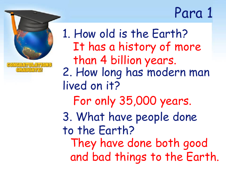 Unit 4 People and the Environment  Lesson 2 Man and the Environment（Modern Man and the Earth）课件（21张P