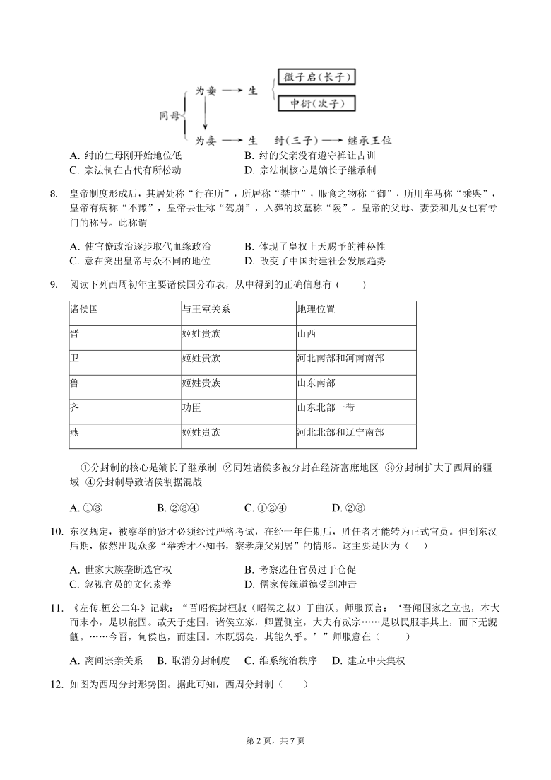 安徽省定远县育才学校2021年高一寒假作业历史试题（word版，含答案）