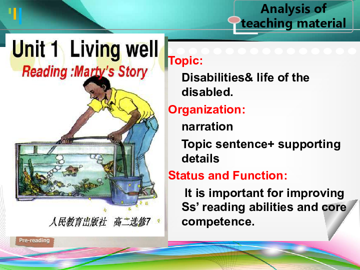 高中英语人教版选修7 unit 1 Living Well Reading说课课件（共31张PPT）