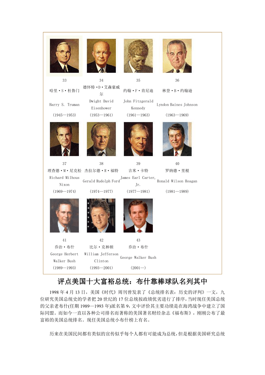 山东成武教研室整理中学历史资料系列-图片-历任美国总统 （14份打包）