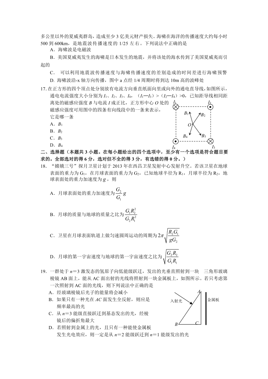 江苏省杭州二中2011届6月热身考理科综合试题