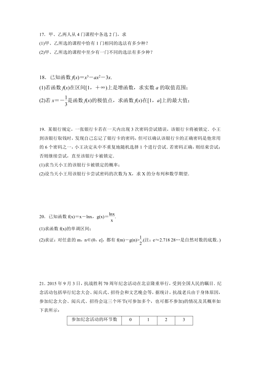 2016-2017学年河北省滦县二中高二下学期期中考试理数试题