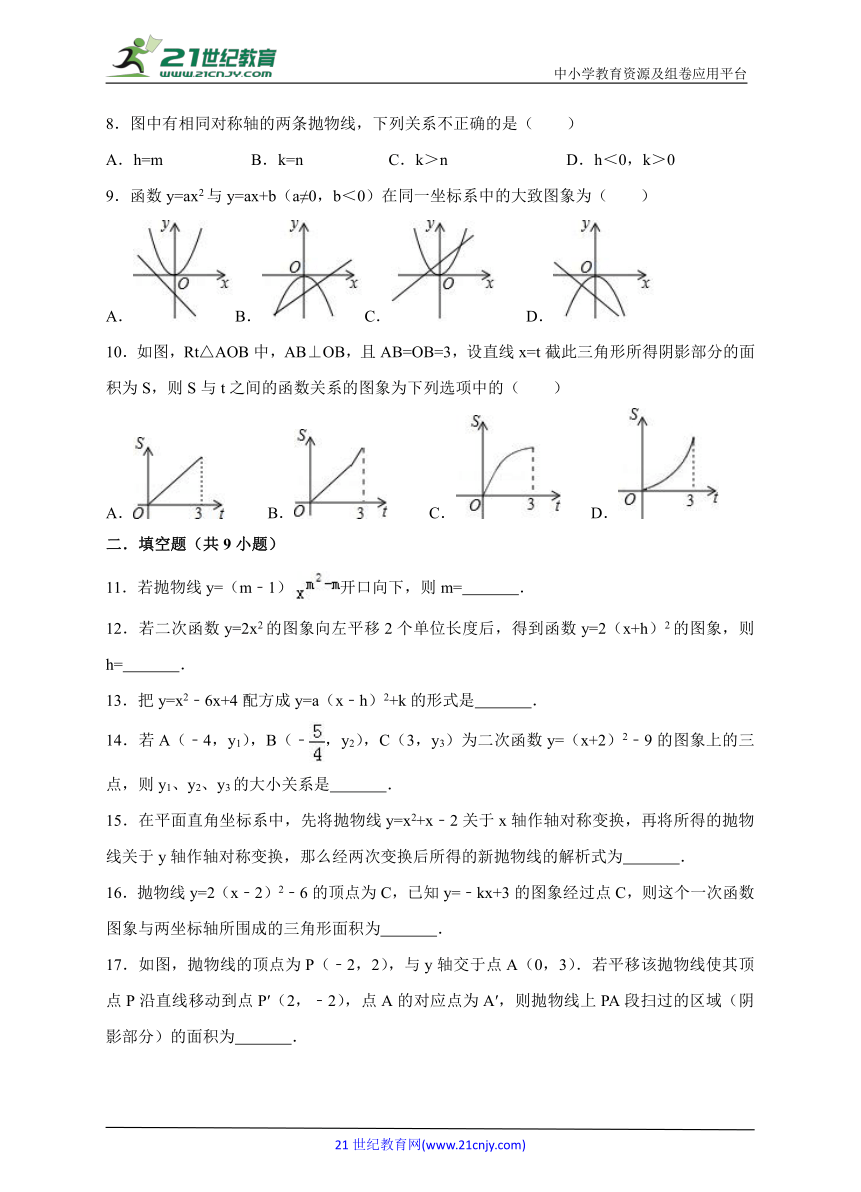 22.1 二次函数的图象和性质同步练习