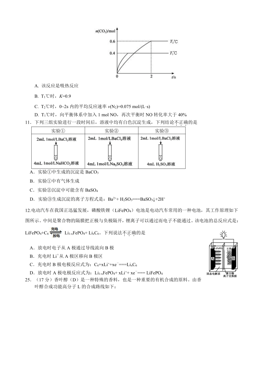 北京市顺义区2018届高三二模理综化学试题