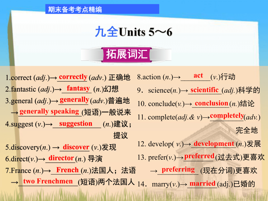期末备考考点精编课件（含中考真题）九全Units 5～6(26张PPT)