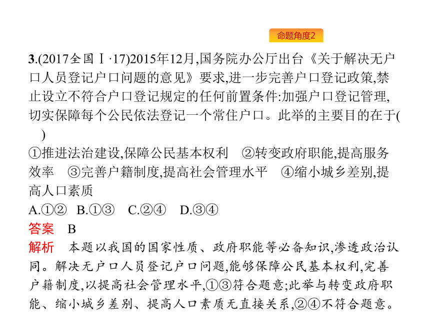 2019年高考政治专题复习课件：专题六为人民服务的政府（含最新2018高考真题）