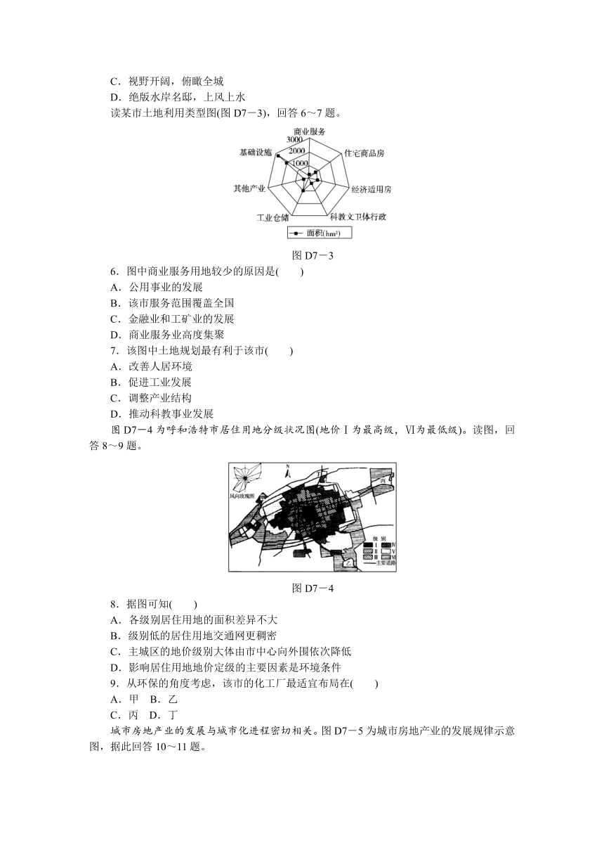 【高考复习方案】2015届高考地理第一轮总复习45分钟单元能力训练卷（湘教版）精讲：第7章 城市与城市化（含答案解析）