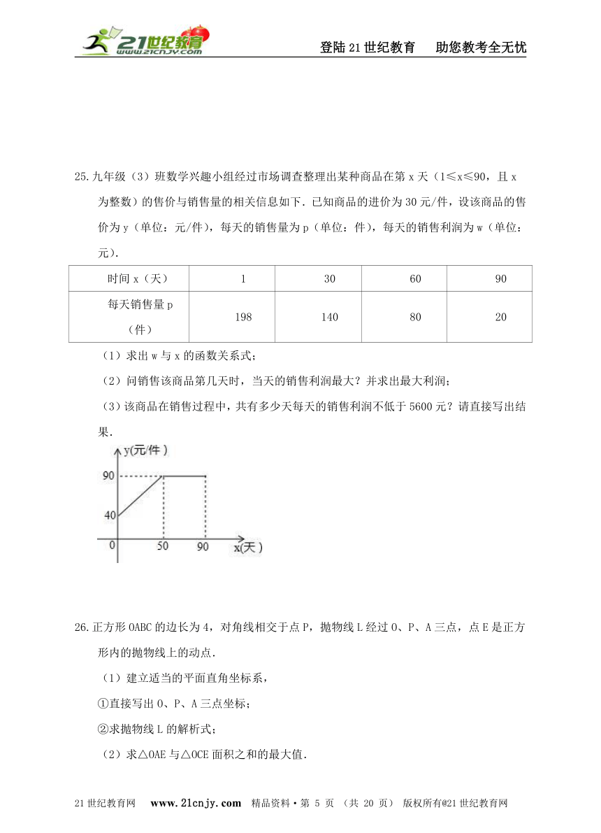 九年级上册九月份月考数学检测题（1）