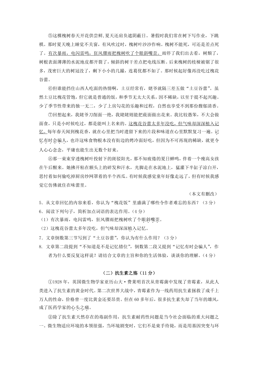 浙江省嘉兴市十校2017届九年级下学期4月联合模拟语文试卷