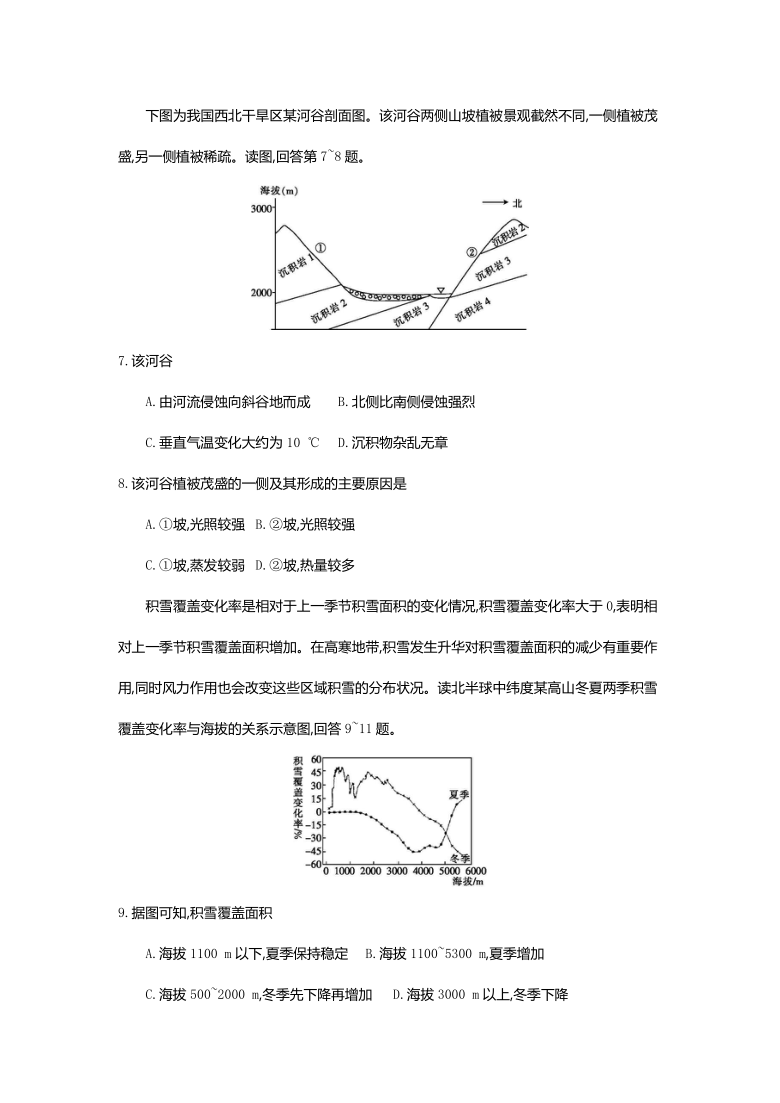 广西玉林市2021届高三上学期11月教学质量监测文科综合地理试题 Word版含答案