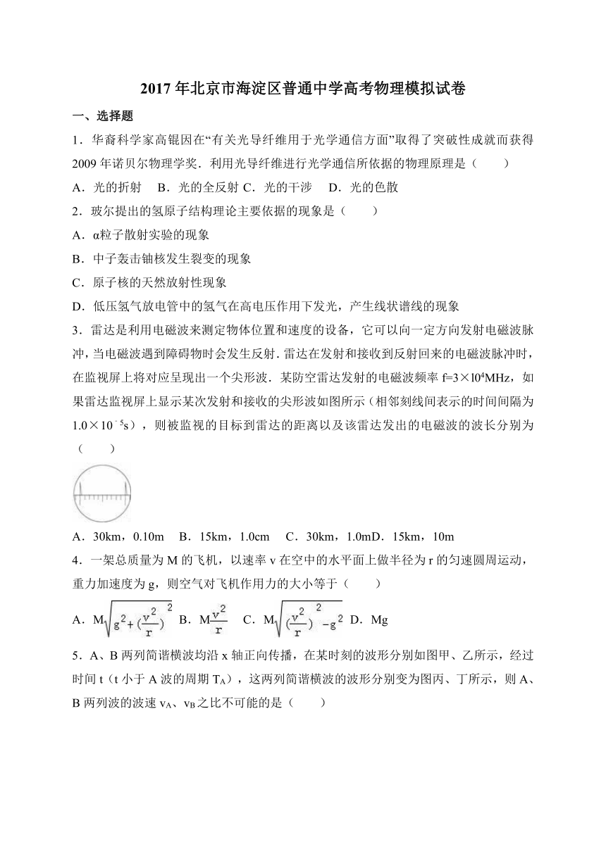 2017年北京市海淀区普通中学高考物理模拟试卷（解析版）