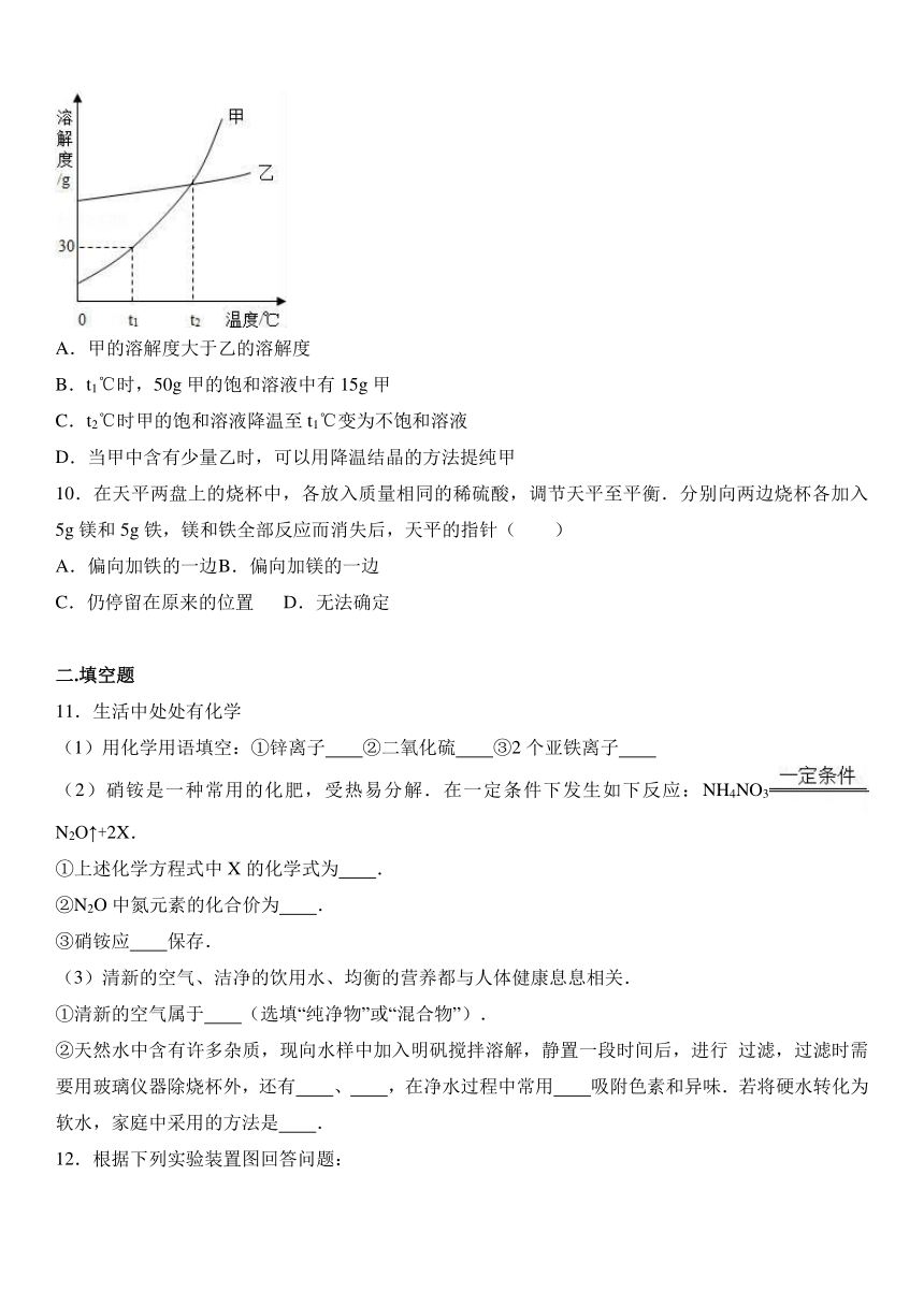 湖北省孝感市孝南实验中学2016-2017学年九年级（下）第一次月考化学试卷（解析版）