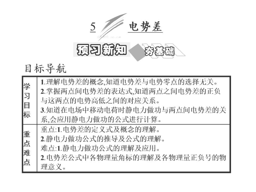 2017-2018学年人教版选修3-1     第1章 5 电势差  课件（25张）