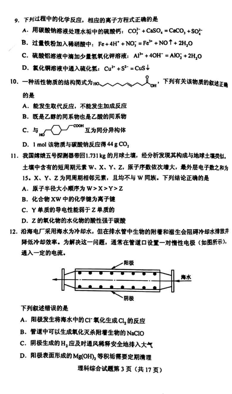 理综试卷结构图片