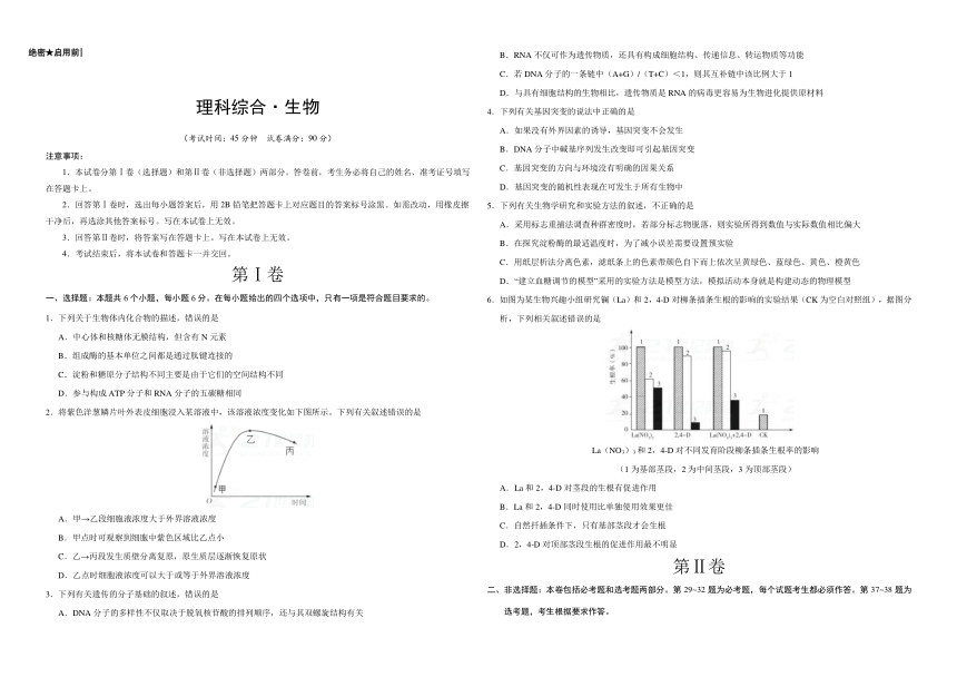 2018年高考生物  泄露天机猜题卷01（新课标Ⅰ卷）