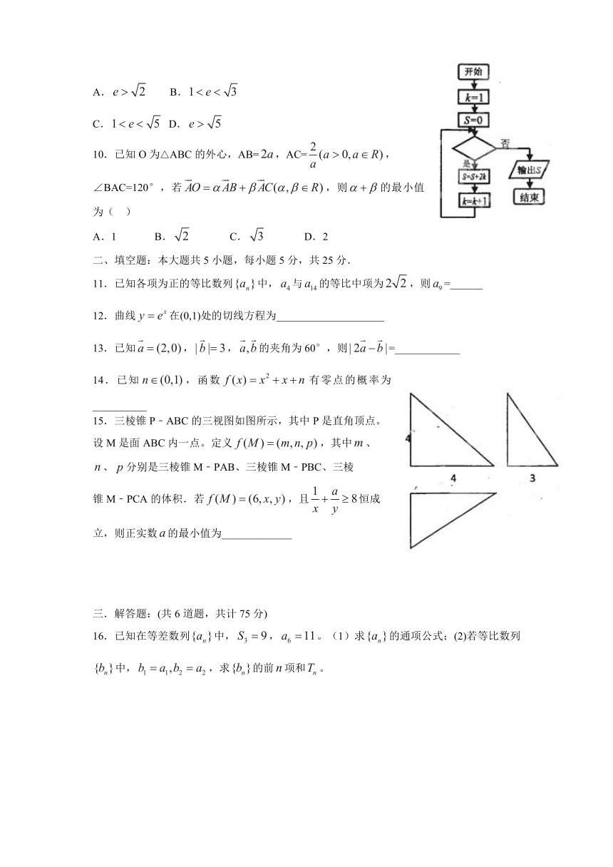 重庆市巴蜀中学2014届高三下学期第三次诊断性考试（三诊）数学（文）试题（无答案）