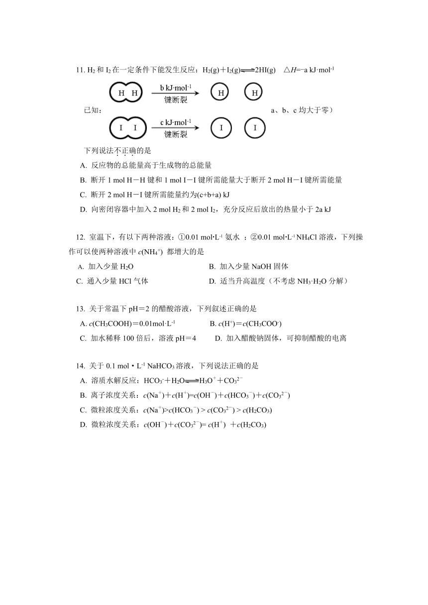 北京市101中学2014-2015学年高二下学期期中考试化学试卷