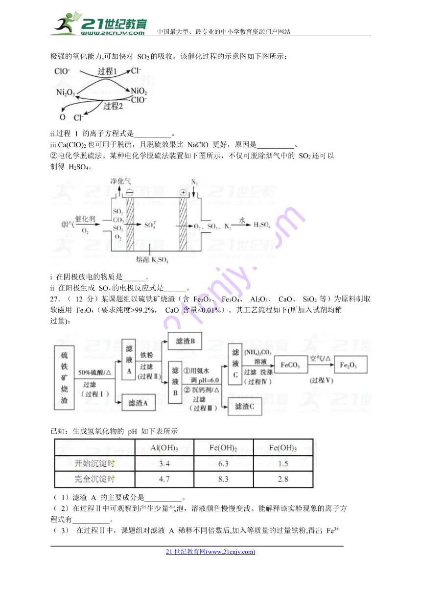 北京市房山区2018届高三第二次（5月）模拟理综化学试题