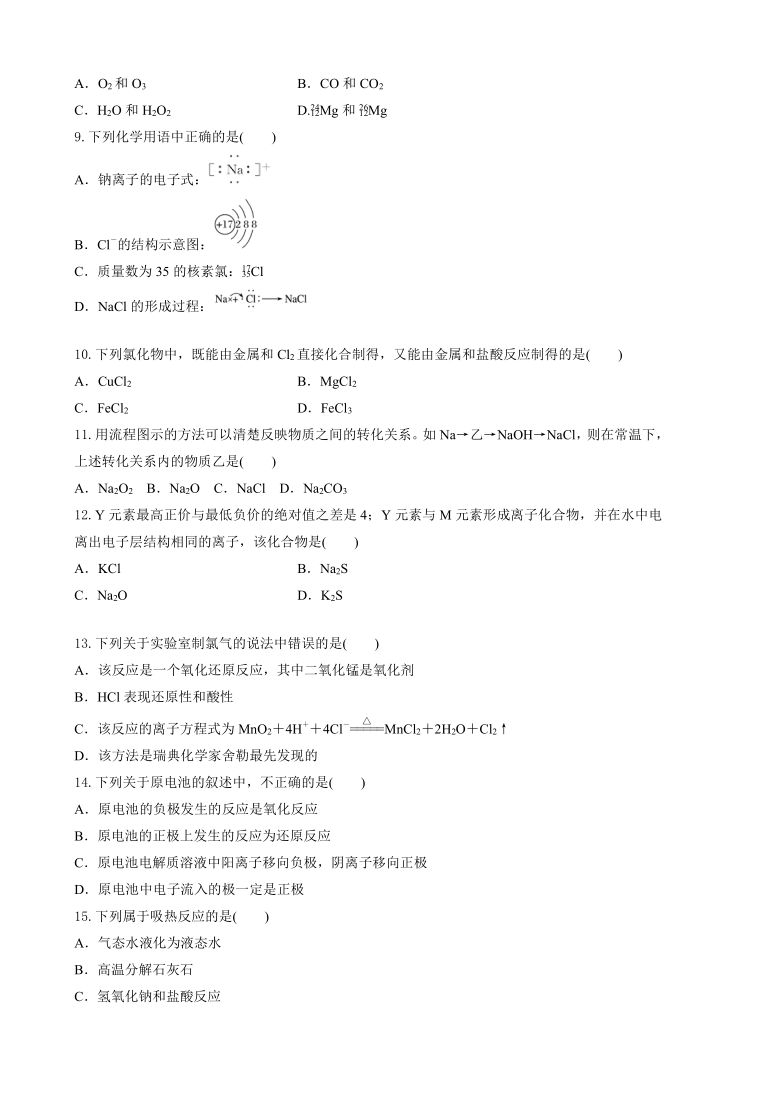 2020-2021学年高一化学下学期人教版（2019）期末考试复习综合练习一 （含答案）