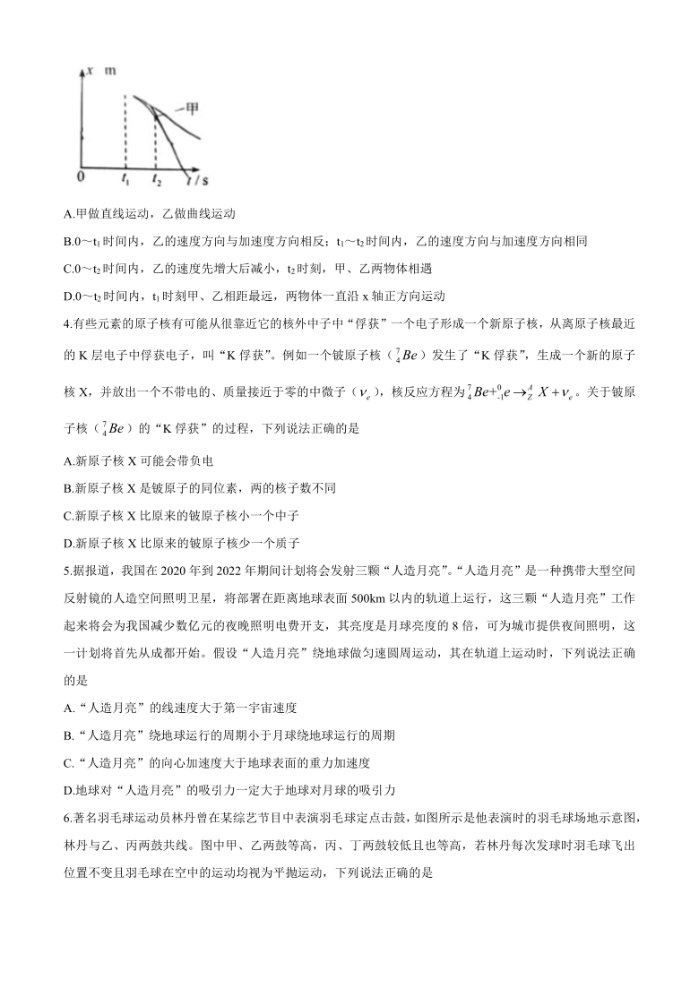 吉林省长春市2021届高三第一次质量监测（一模）物理试题 Word版含答案