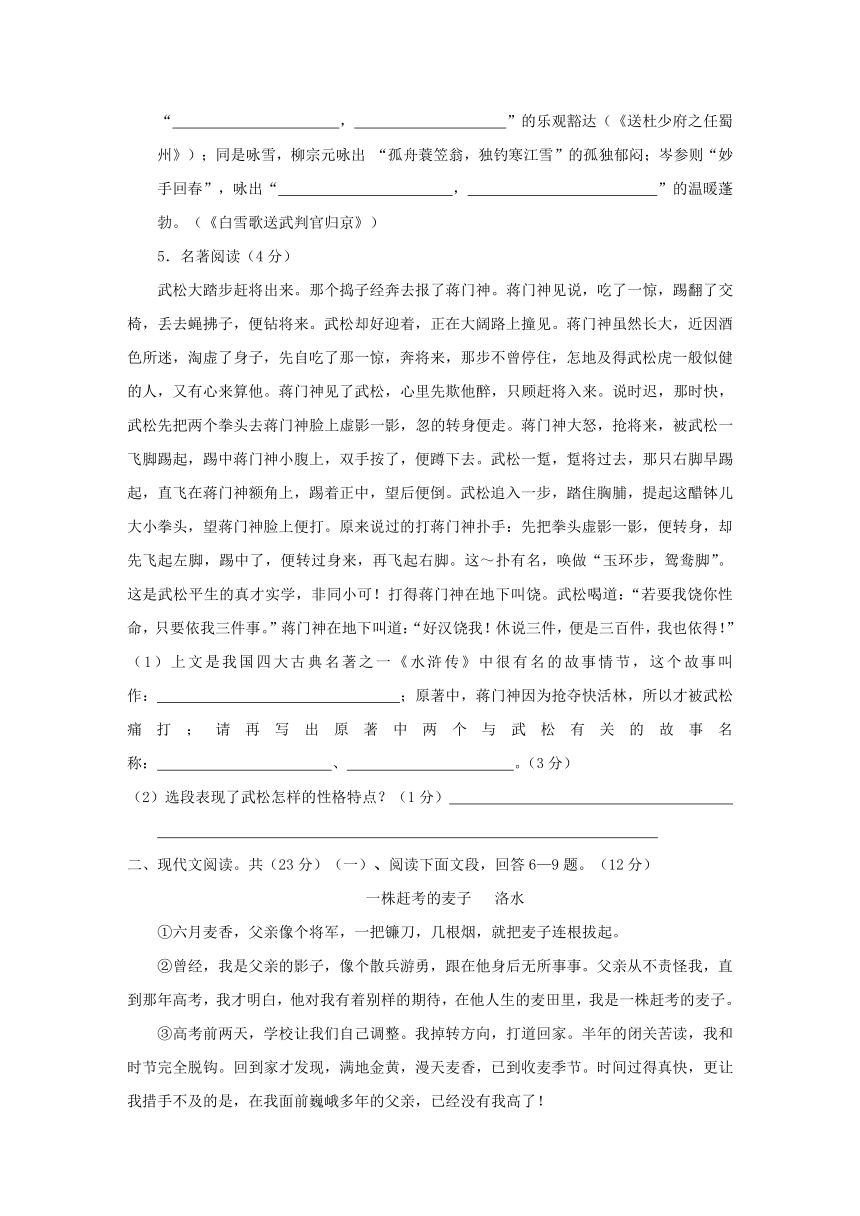 河南省商丘市2017年中考二模语文试卷
