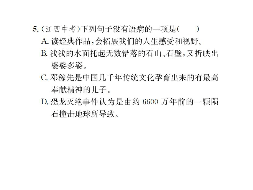 2018届人教版（通用）九年级语文下册第2课《我用残损的手掌》习题课件